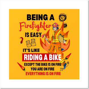 Funny Firefighter Woman National Firefighters Day Volunteering Women Posters and Art